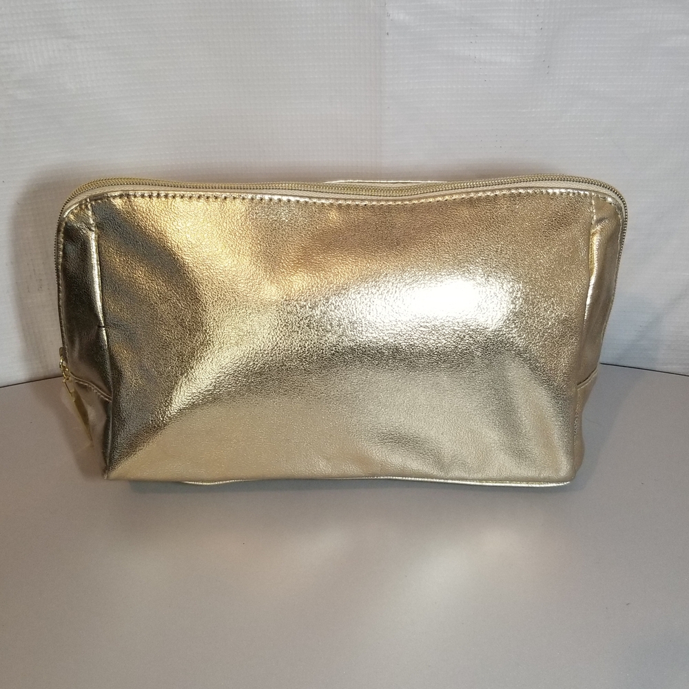 Lancome Gold Cosmetic Bag Sleek Metallic Finish
